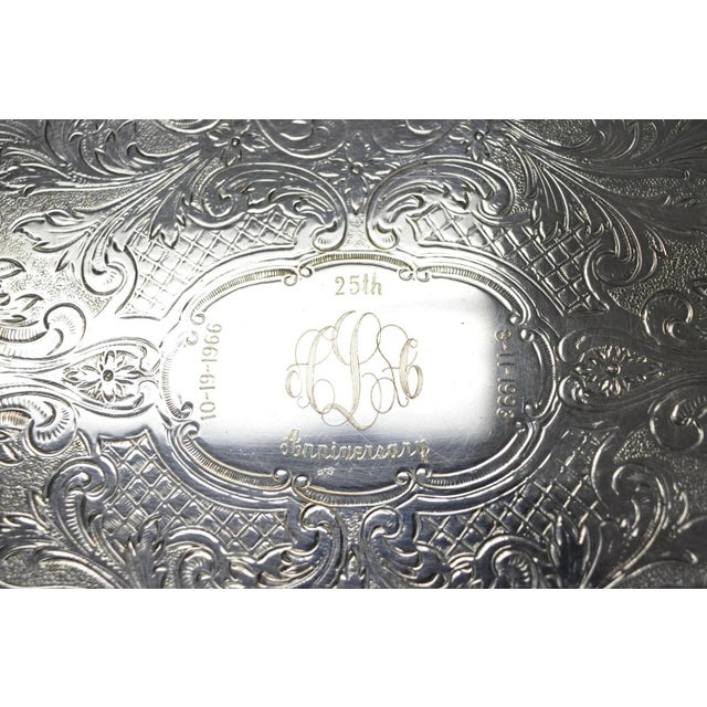 Vintage Sheffield Victorian Silver Plated Oval Platter Tray 25th Anniversary For Sale - Image 13 of 18