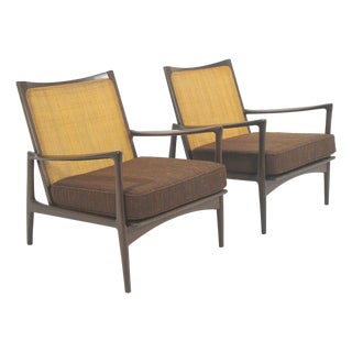 Ib Kofod-Larsen Cane-Back Lounge Chair (Pair) For Sale