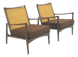 Ib Kofod-Larsen Cane-Back Lounge Chair (Pair)