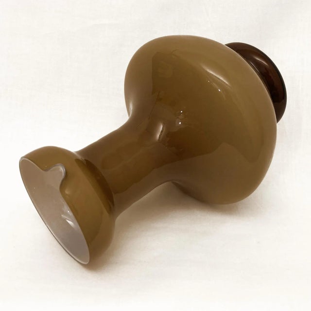 Glass Vintage Italian Empoli Cased Glass Caramel & White Pitcher For Sale - Image 7 of 13