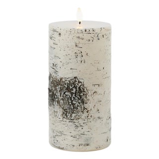 FIA Wick Birch Design Pillar Candle (Set of 2) For Sale