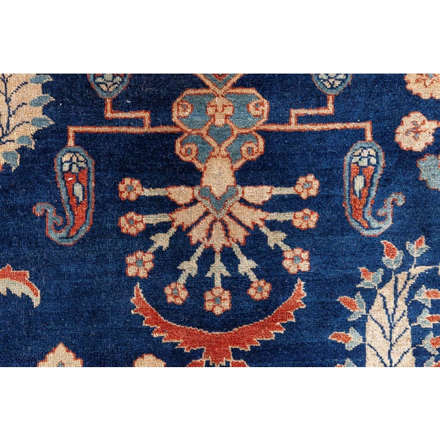 Vintage Persian Kirman in Shades of Rust, Beige and Light Blue Handmade Wool Rug For Sale - Image 9 of 9