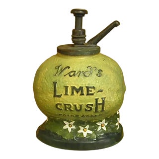 Rare 1910-20s Wards Lime Crush Syrup Dispenser For Sale