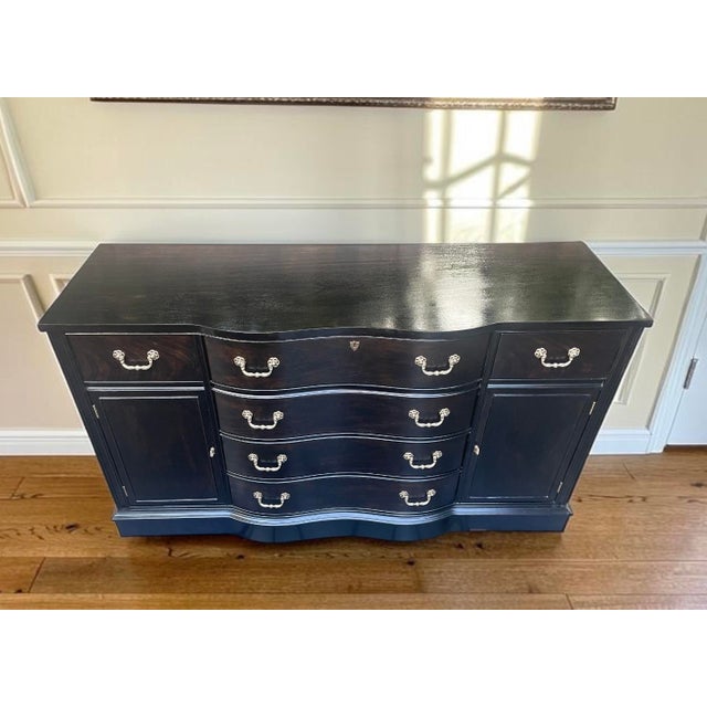 Vintage Black Mahogany Hepplewhite Buffet For Sale - Image 9 of 14