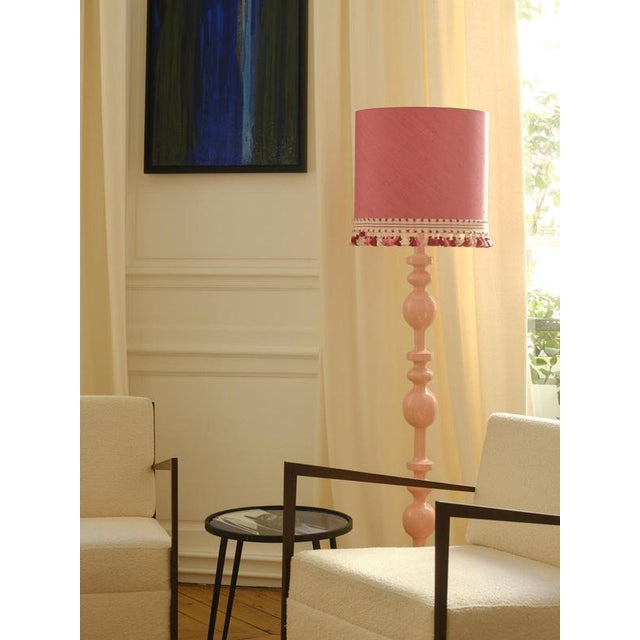 Not Yet Made - Made To Order Pamela Floor Lamp in Beech with Lacquer and Aj Linen by Popus Editions For Sale - Image 5 of 6