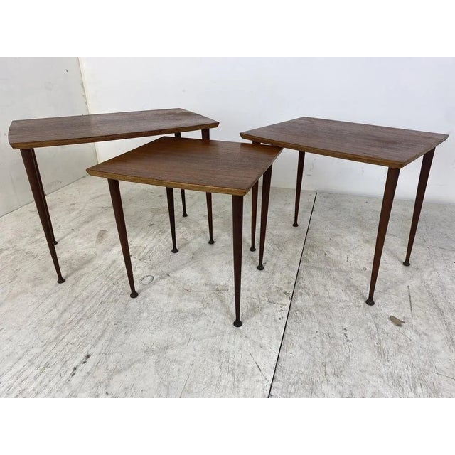 Black Mid-Century Scandinavian Teak Nesting Tables, Set of 3 For Sale - Image 8 of 9