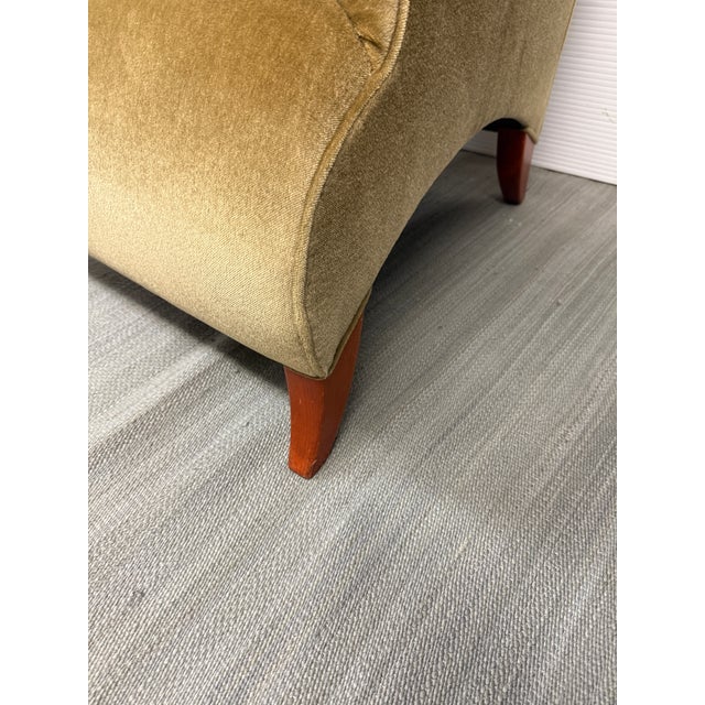 John Hutton for Donghia Olive Mohair Chair + Ottoman, Set For Sale - Image 10 of 15