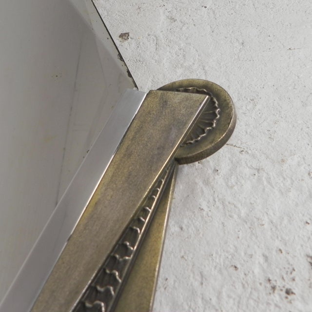 Metal Art Deco Mirror with Faceted Glass and Chrome-Brass Frame, 1930s For Sale - Image 7 of 11