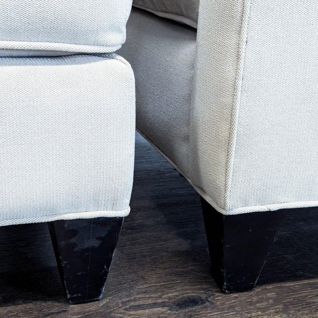 Crate & Barrel Lounge Chair With Ottoman – Modern Cream Upholstery For Sale In San Francisco - Image 6 of 9