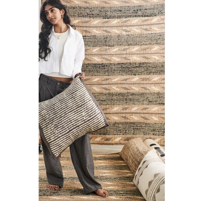 Maple Black Stripes Silk Pillow For Sale - Image 4 of 4