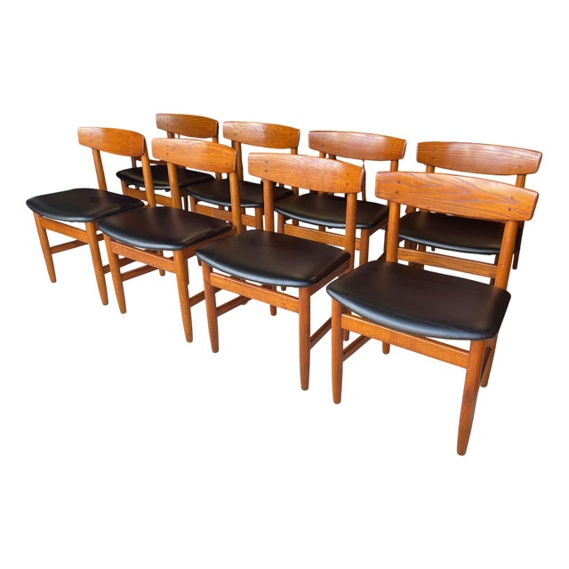 Vintage Dining Chairs in Oak by Karl Anderson for Børge Mongensen, 1960, Set of 8 For Sale