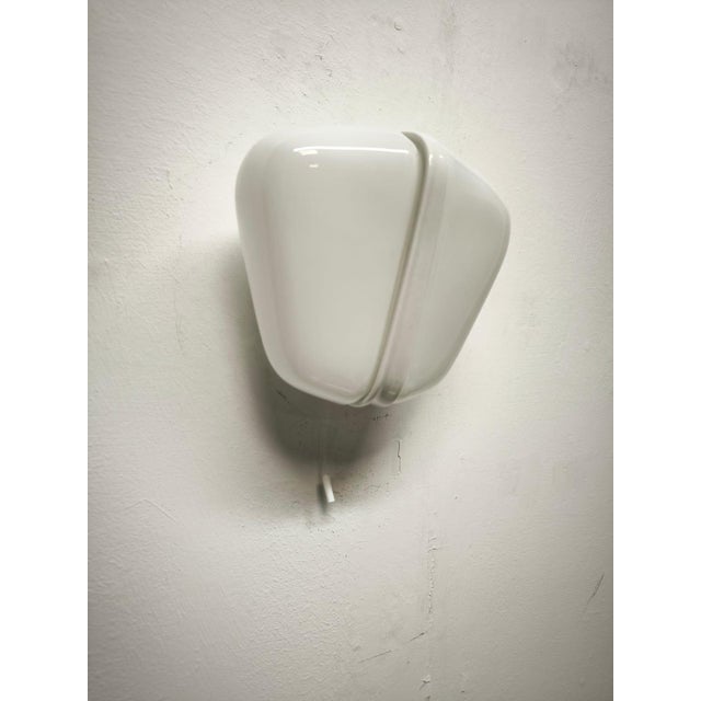 White Ceramic and Glass Wall Lamp with Double Light and Pull Cord Ignition, 1950s For Sale - Image 8 of 13