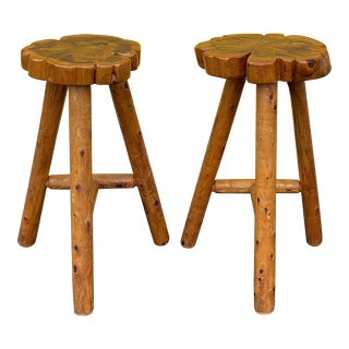 Vintage Wooden Bar Stools - a Pair For Sale