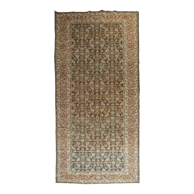 Early 20th Century Brown Persian Malayer Corridor Rug - 6'10" x 17' For Sale
