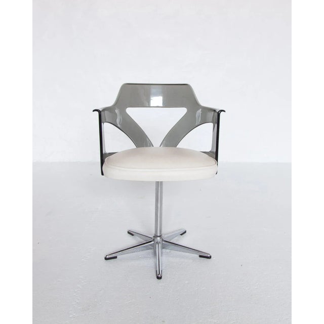 Spage Age Smoked Plexi Glass Swivel Desk Chair, 1960s For Sale - Image 3 of 11