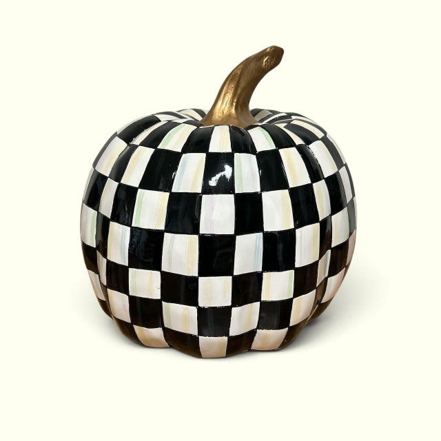 Contemporary New MacKenzie Childs Courtly Check Illuminated Halloween Jack O’lantern For Sale - Image 3 of 6