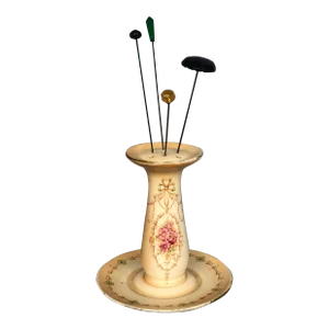 Antique Hat Pin Holder With Pins, Lot of 5