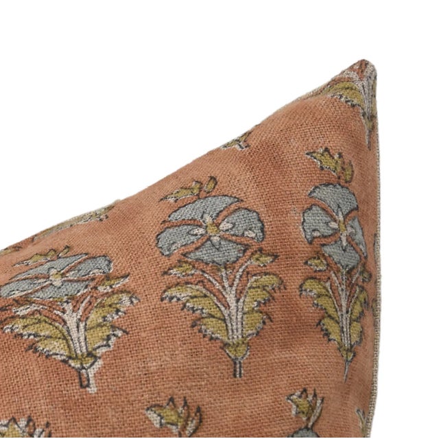 Block Print Thick Linen Throw Pillow Cover 18x18 Inch - Mor Mukut For Sale - Image 6 of 6