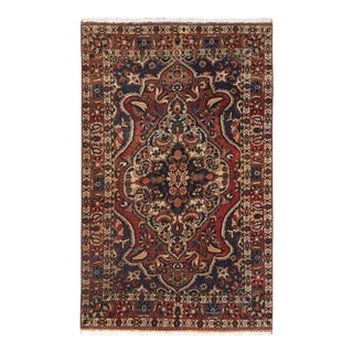 1960s Colorful, Wool Hand Knotted, Vintage Persian Bakhtiar With Medallion Design Distressed, Rug For Sale