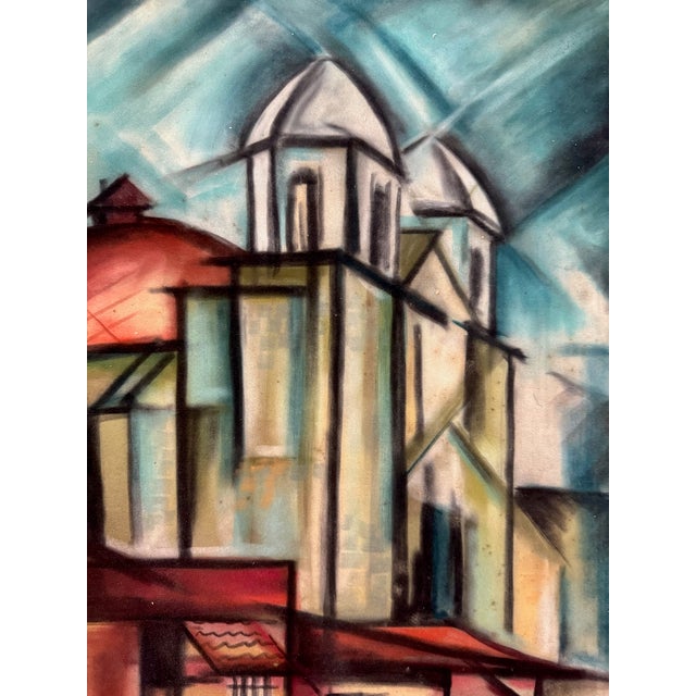Rustic 1940s Henry Emil Salloch Original Watercolor on Paper Church Landscape Painting. For Sale - Image 3 of 6