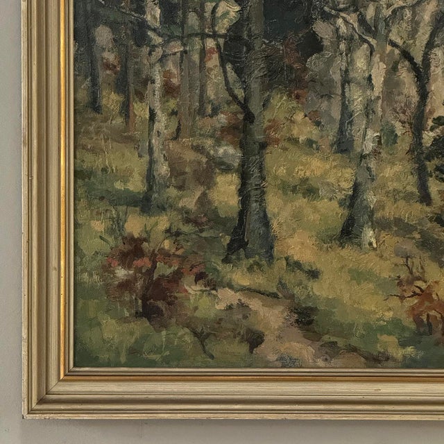 Antique Framed Oil Painting on Canvas by Arthur H. Maillien (1888-1962) 'Sunlit Trees' For Sale - Image 10 of 15