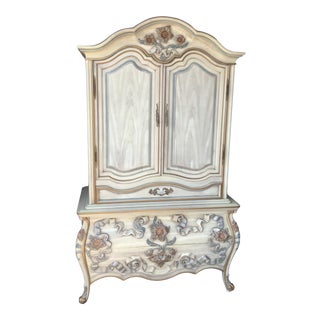French Provincial Carved Floral Armoire For Sale