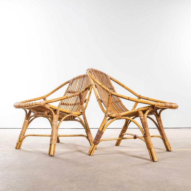 Low French Rattan Armchairs, 1960s, Set of 2 For Sale - Image 6 of 11