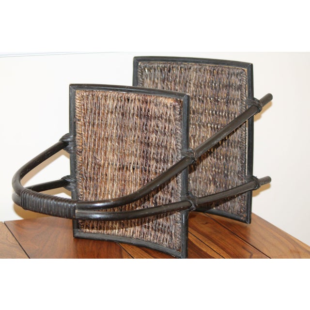 Vintage 2-Tier Boho Rattan and Bamboo Shelf For Sale - Image 6 of 10