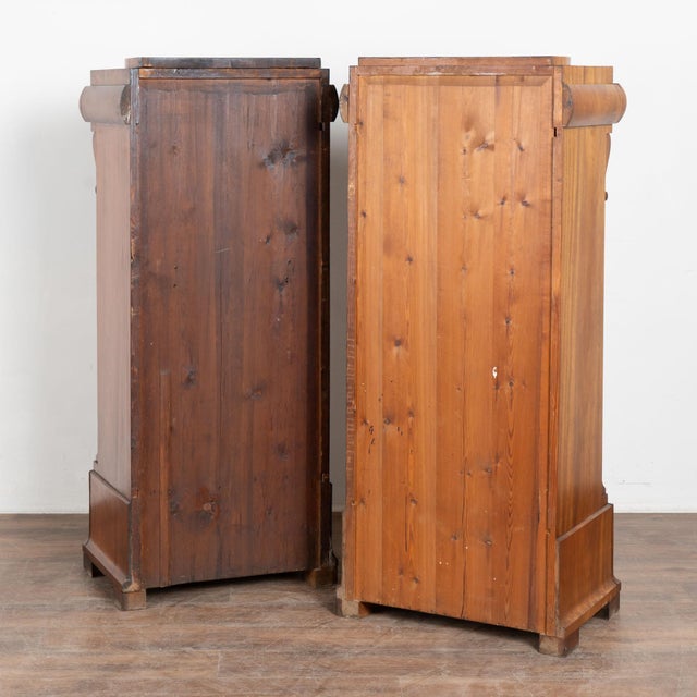 Pair 19th Century Danish Biedermeier Mahogany Column Cabinets With Bowfront Doors For Sale - Image 12 of 12