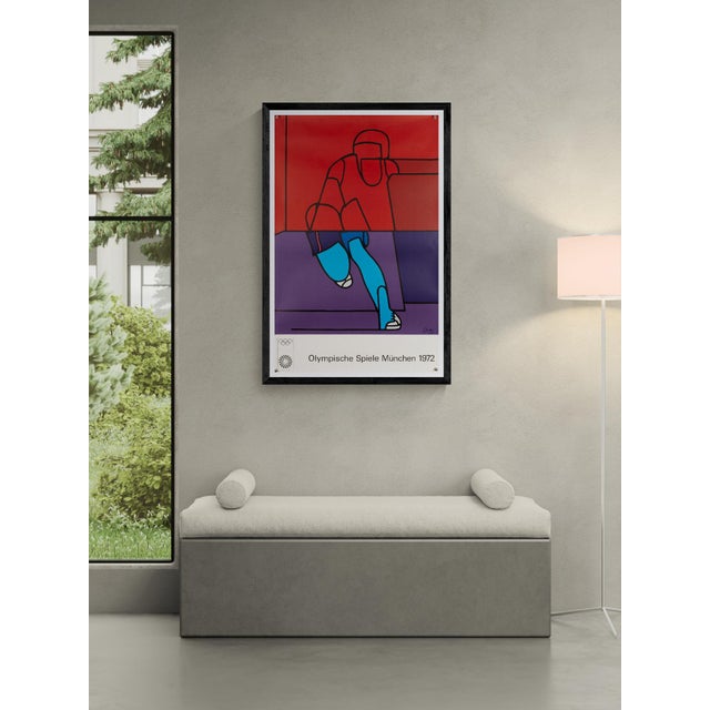 This original Munich Olympics poster, designed by acclaimed Italian artist Valerio Adami, is a prime example of his...