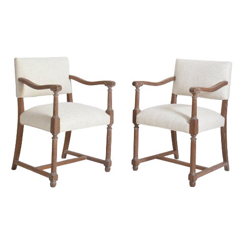 Cerused Oak Lounge Chairs, 1940s, Set of 2 For Sale