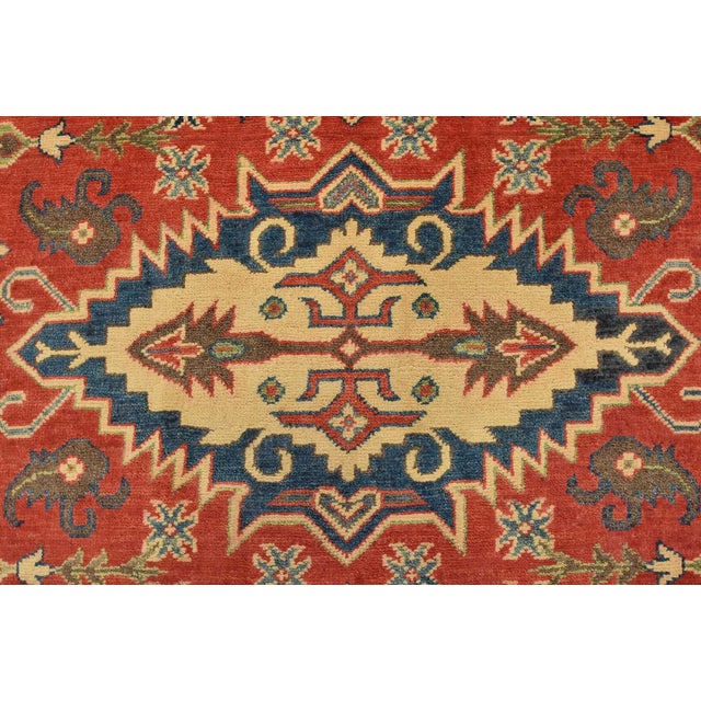 Red Kazak Runner 5’1” X 16’1” Red Wool Tribal Hand-Knotted Oriental Rug For Sale - Image 8 of 14