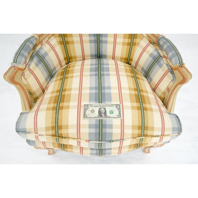 Funky Upholstery Painted & Carved Frame French Ballon Back Arm Lounge Chair MINT For Sale - Image 11 of 16