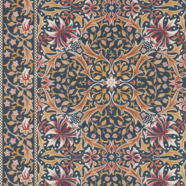 Morris & Co. Walthamstow Wallpaper in Indigo/Gold- a sample For Sale