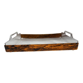 Large Burl / Tortoise Shell Lucite Serving Tray For Sale