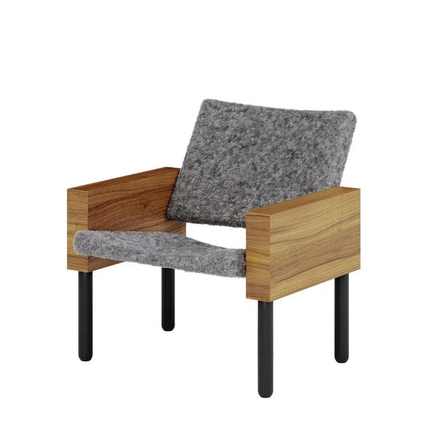 Natural walnut "Block" armchair - Jonas Lutz Dimensions: 74,2W x 68,7D x 74,2H cm Materials: Natural walnut veneer, brass...