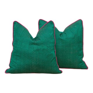Pair of Panna Dotted Ahir Handloom Pillows For Sale