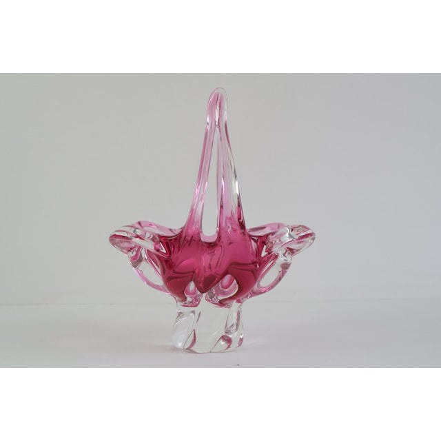 Mid-Century Czech Art Glass Basket Bowl by Josef Hospodka, 1970 For Sale - Image 3 of 9