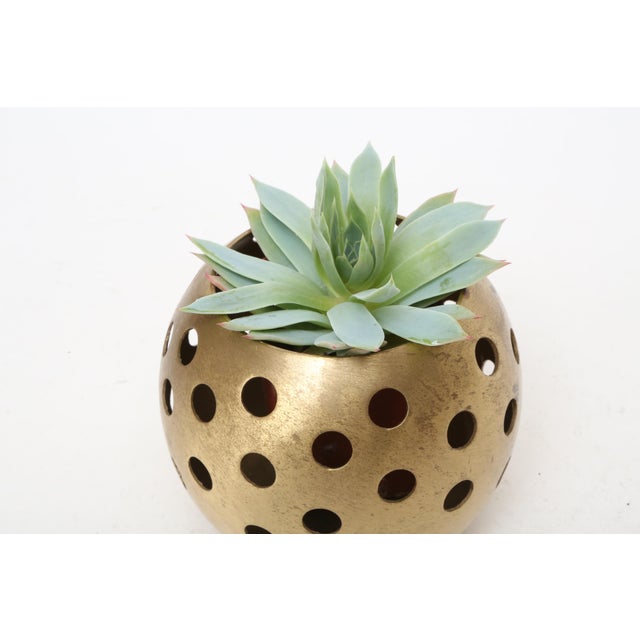 Mid-Century Modern Brass Ball Candle Holder For Sale - Image 3 of 4