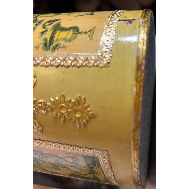 Yellow 19th-Century French Toleware Cachepot With Gilt Metal Mounts For Sale - Image 8 of 11