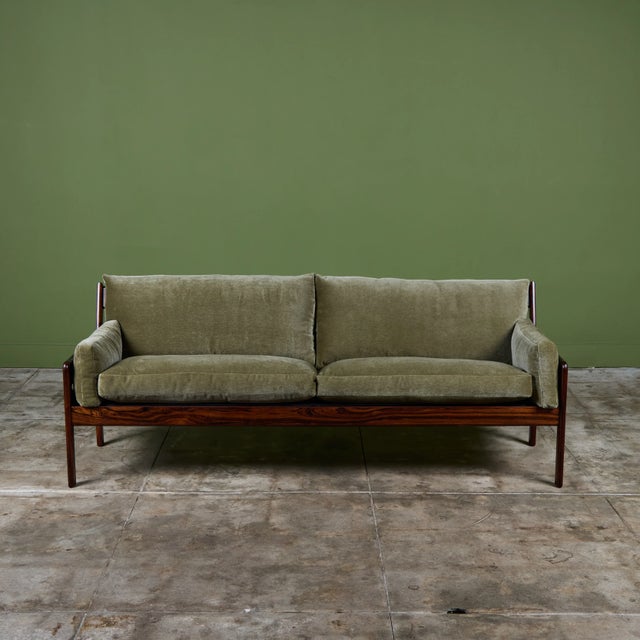 Rosewood and Mohair Velvet Sofa For Sale - Image 4 of 16