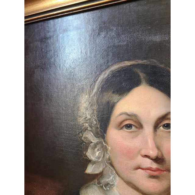 Antique 19th Century Victorian Oil Painting Portrait of a Lady For Sale - Image 13 of 18