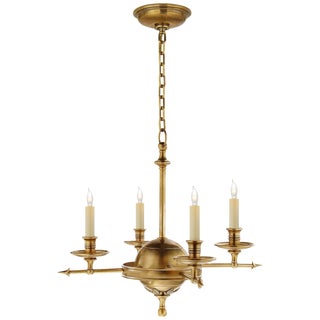 Chapman & Myers for Visual Comfort Signature Leaf & Arrow Small Chandelier in Antique-Burnished Brass For Sale