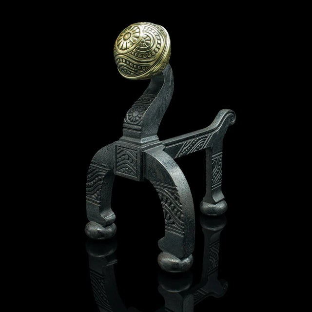 1880s Antique Victorian English Decorative Firedogs For Sale - Image 4 of 12