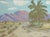 California impressionist plein air desert landscape oil on canvas panel. It depicts a lovely desert scene with mountains...