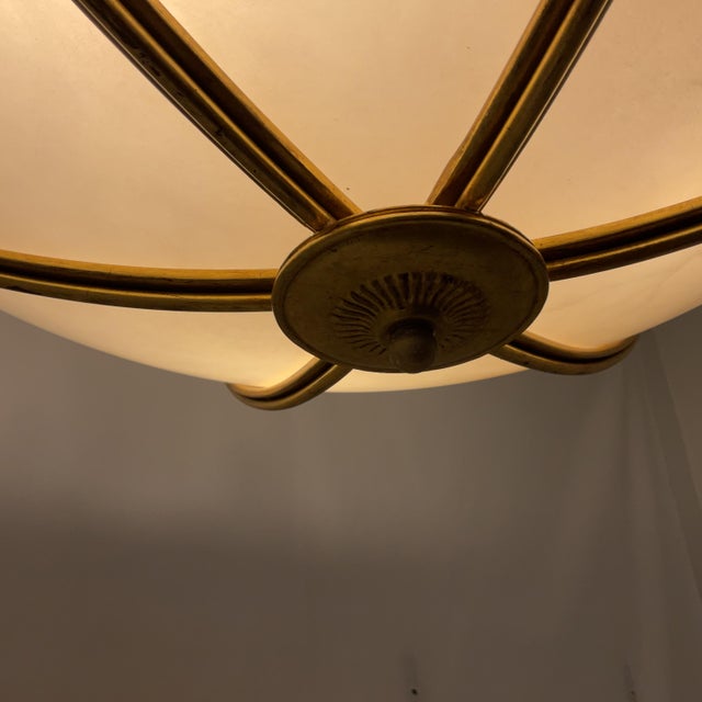 Elegant Neoclassical Natural Alabaster & Gold Leaf Pendant For Sale - Image 11 of 12