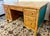 1940s Vintage Solid Oak Pedestal Desk With Drawers For Sale - Image 5 of 11