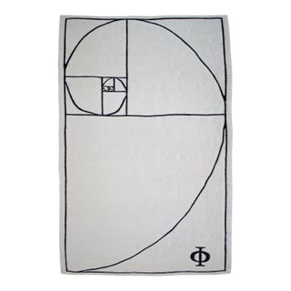 Fibonacci - Golden Ratio Themed Silk Hand Woven Area Rug Kilim Wall Rug 4′11″ × 6′7″ For Sale