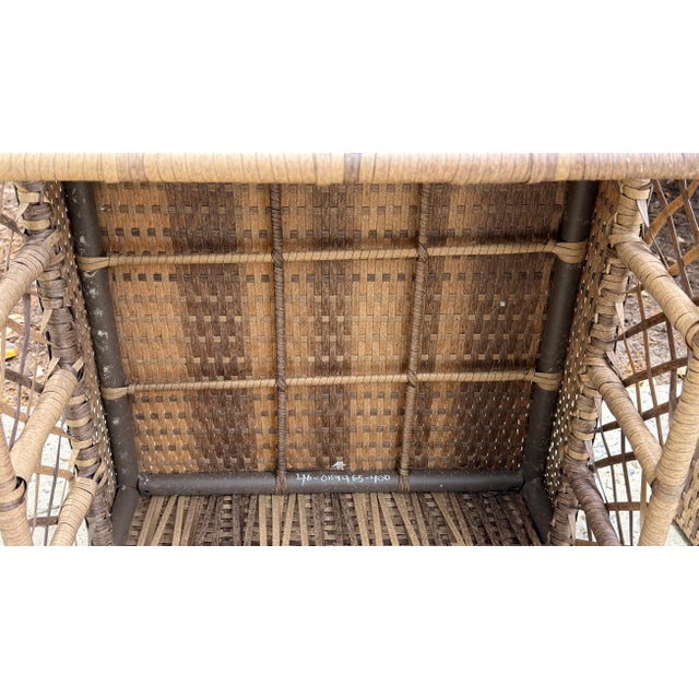 Pair of Woven Rattan Style Ottomans For Sale - Image 9 of 12