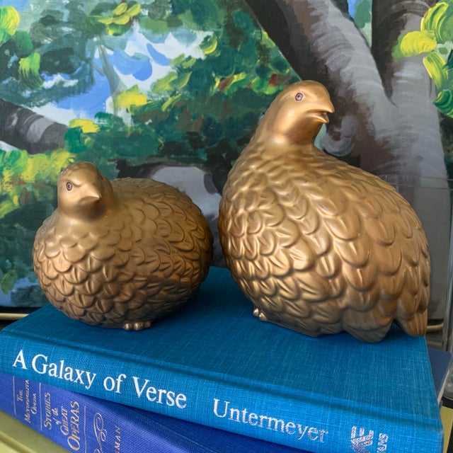 Mid 20th Century Pair of Vintage Ceramic Quail For Sale - Image 5 of 6